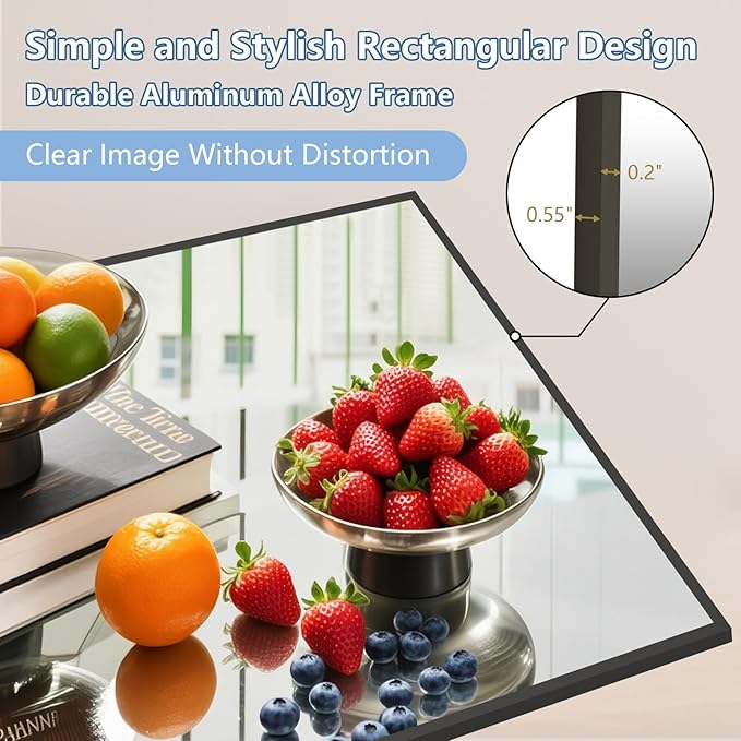 Black Free Standing Mirror Full Length for Gym Bedroom Living Room